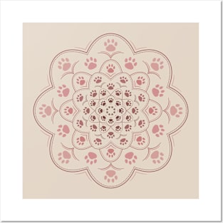 Pawprint mandala in reddish Posters and Art